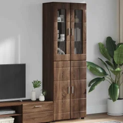 Hoge kast FLORIN Bruin Eiken 60 x 35 x 182 cm Bewerkt hout>vidaXL