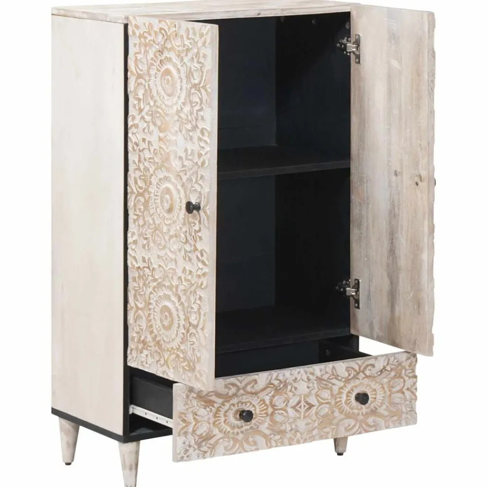 Hoge Kast met lade 60 x 33,5 x 100 cm Massief Mango Hout>vidaXL