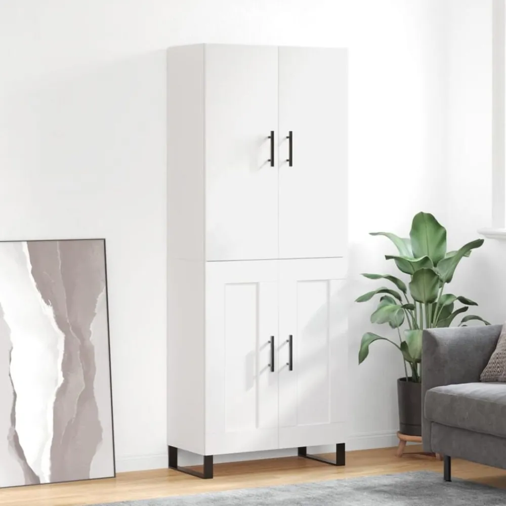 Kasten & Opbergmeubelen*vidaXL Hoge kast 69,5x34x180 cm bewerkt hout Wit