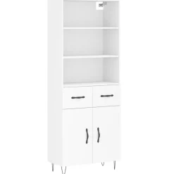 Kasten & Opbergmeubelen*vidaXL Hoge kast 69,5x34x180 cm bewerkt hout Wit