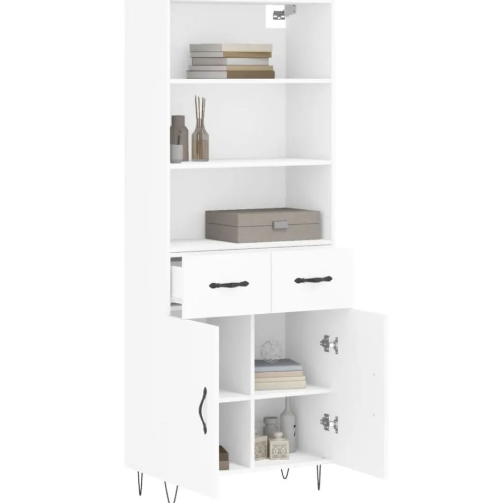 Kasten & Opbergmeubelen*vidaXL Hoge kast 69,5x34x180 cm bewerkt hout Wit