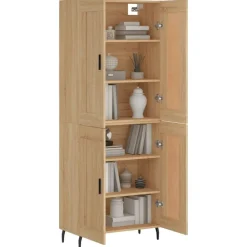 Hoge kast 69,5x34x180 cm bewerkt hout kleurig><noscript><img width=