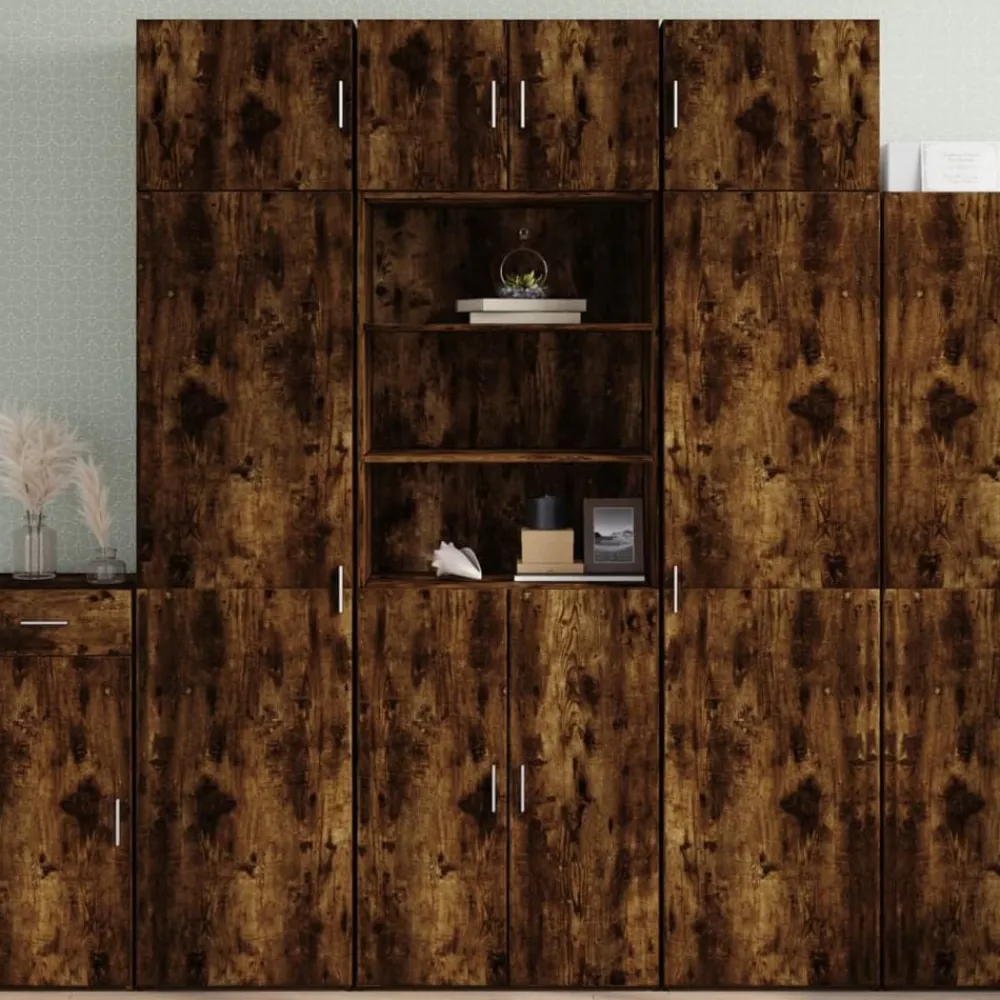 Kasten & Opbergmeubelen*vidaXL Hoge kast 70x42,5x185 cm bewerkt hout kleurig Gerookt eiken