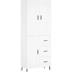 Kasten & Opbergmeubelen*vidaXL Hoge kast 69,5x34x180 cm bewerkt hout Wit