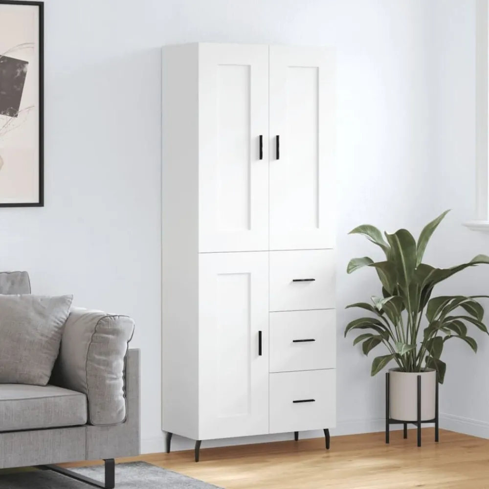 Kasten & Opbergmeubelen*vidaXL Hoge kast 69,5x34x180 cm bewerkt hout Wit