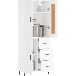 Kasten & Opbergmeubelen*vidaXL Hoge kast 69,5x34x180 cm bewerkt hout Wit