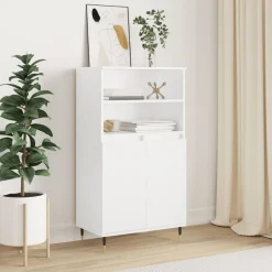 Kasten & Opbergmeubelen*vidaXL Hoge kast 60x36x110 cm bewerkt hout Wit