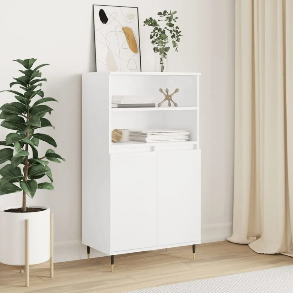 Kasten & Opbergmeubelen*vidaXL Hoge kast 60x36x110 cm bewerkt hout Wit