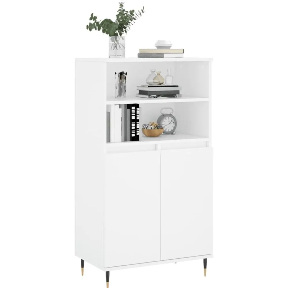 Kasten & Opbergmeubelen*vidaXL Hoge kast 60x36x110 cm bewerkt hout Wit