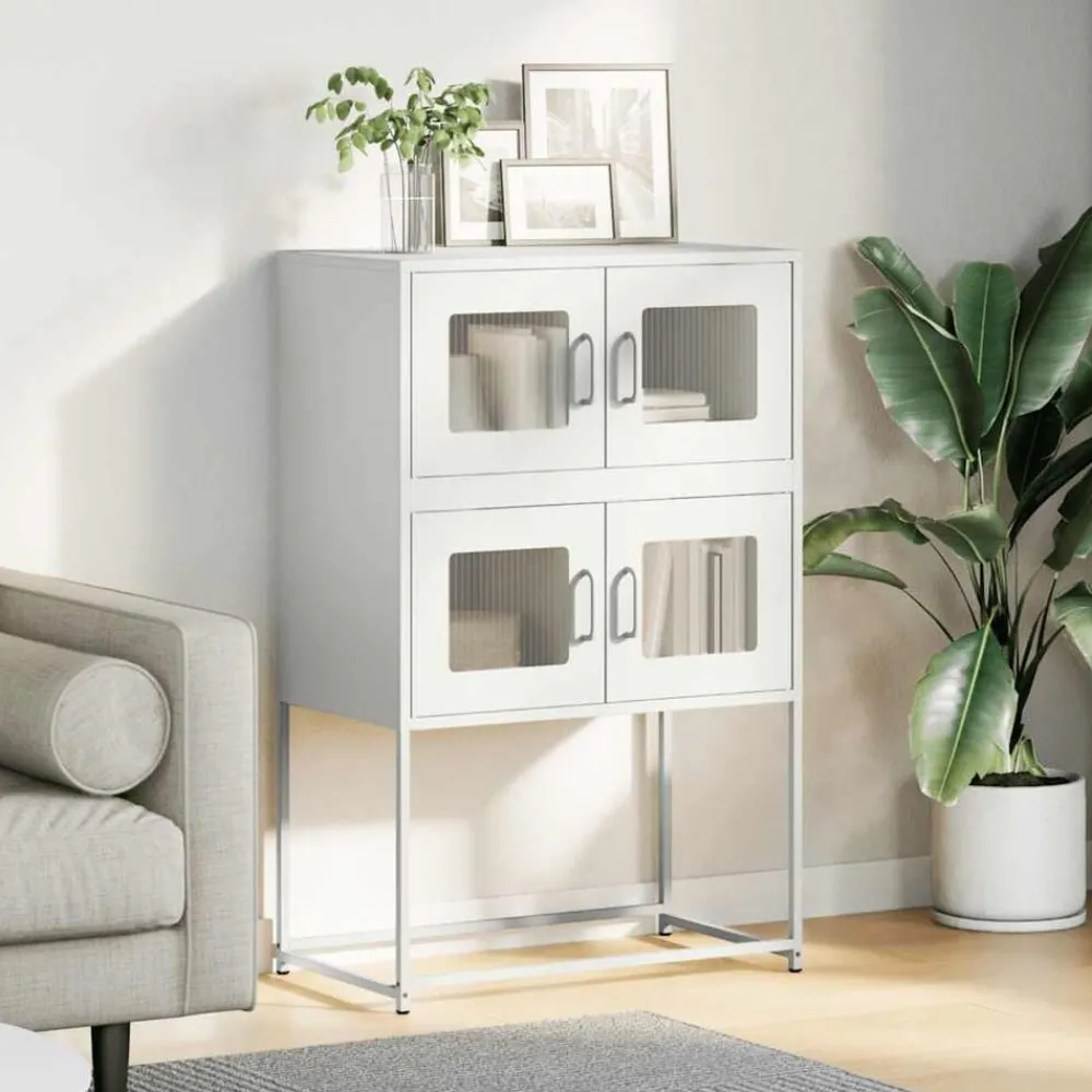Kasten & Opbergmeubelen*vidaXL Hoge kast 68x39x107 cm staal Wit
