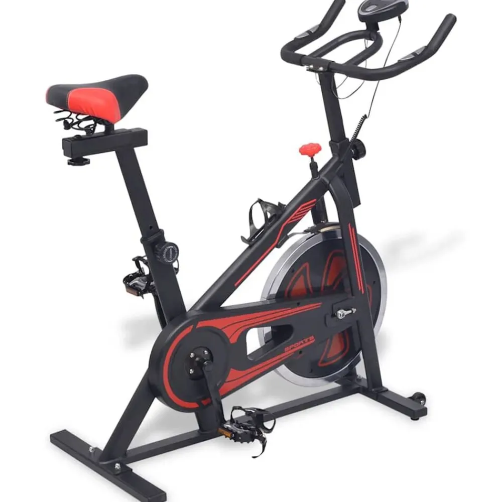 Hometrainer met hartslagsensoren en rood>vidaXL