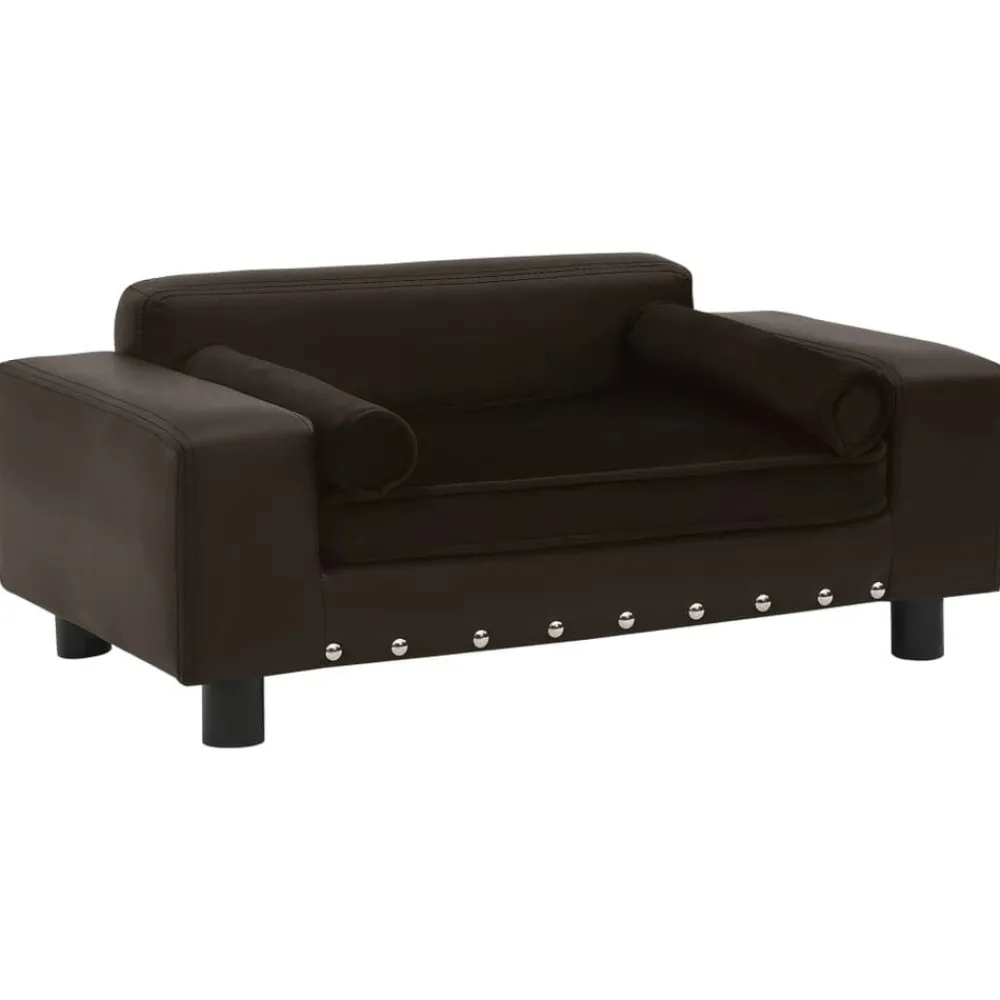 Huisdierbenodigdheden*vidaXL Hondenbank 81x43x31 cm pluche en kunstleer Bruin