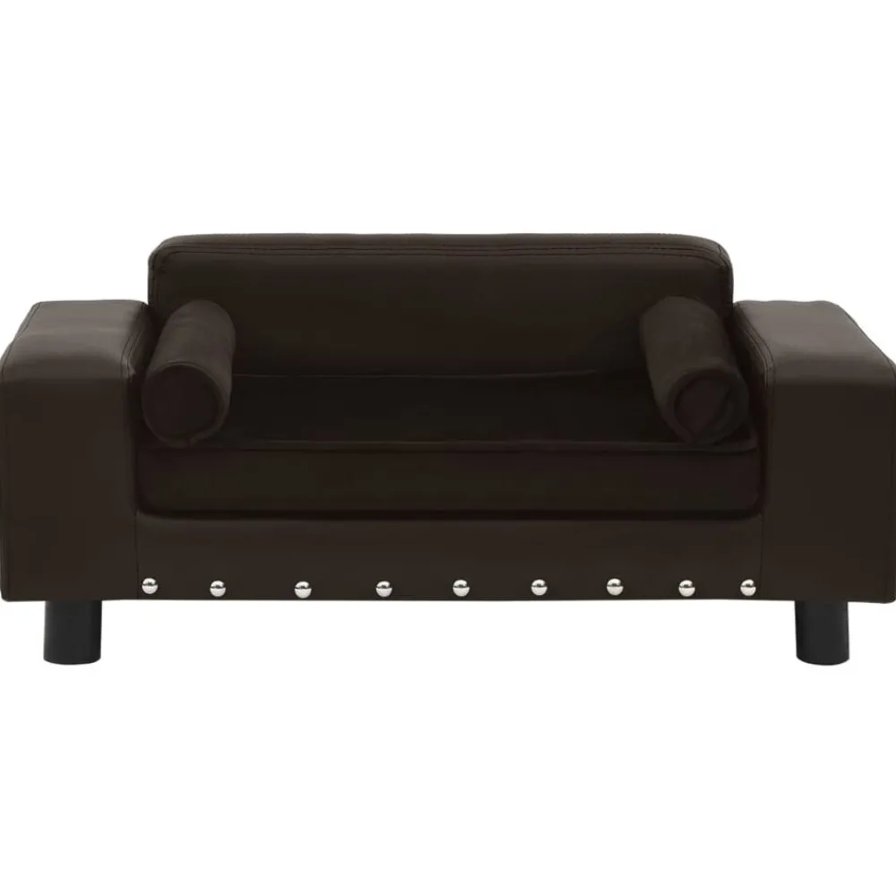 Huisdierbenodigdheden*vidaXL Hondenbank 81x43x31 cm pluche en kunstleer Bruin