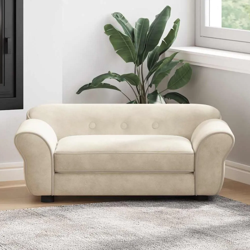 Huisdierbenodigdheden*vidaXL Hondenbank 72x45x30 cm pluche crèmekleurig Crème