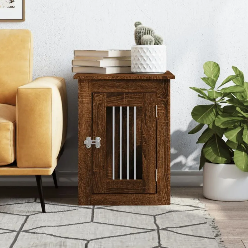 Huisdierbenodigdheden*vidaXL Hondenbench 45x62x59 cm bewerkt hout bruin eikenkleur