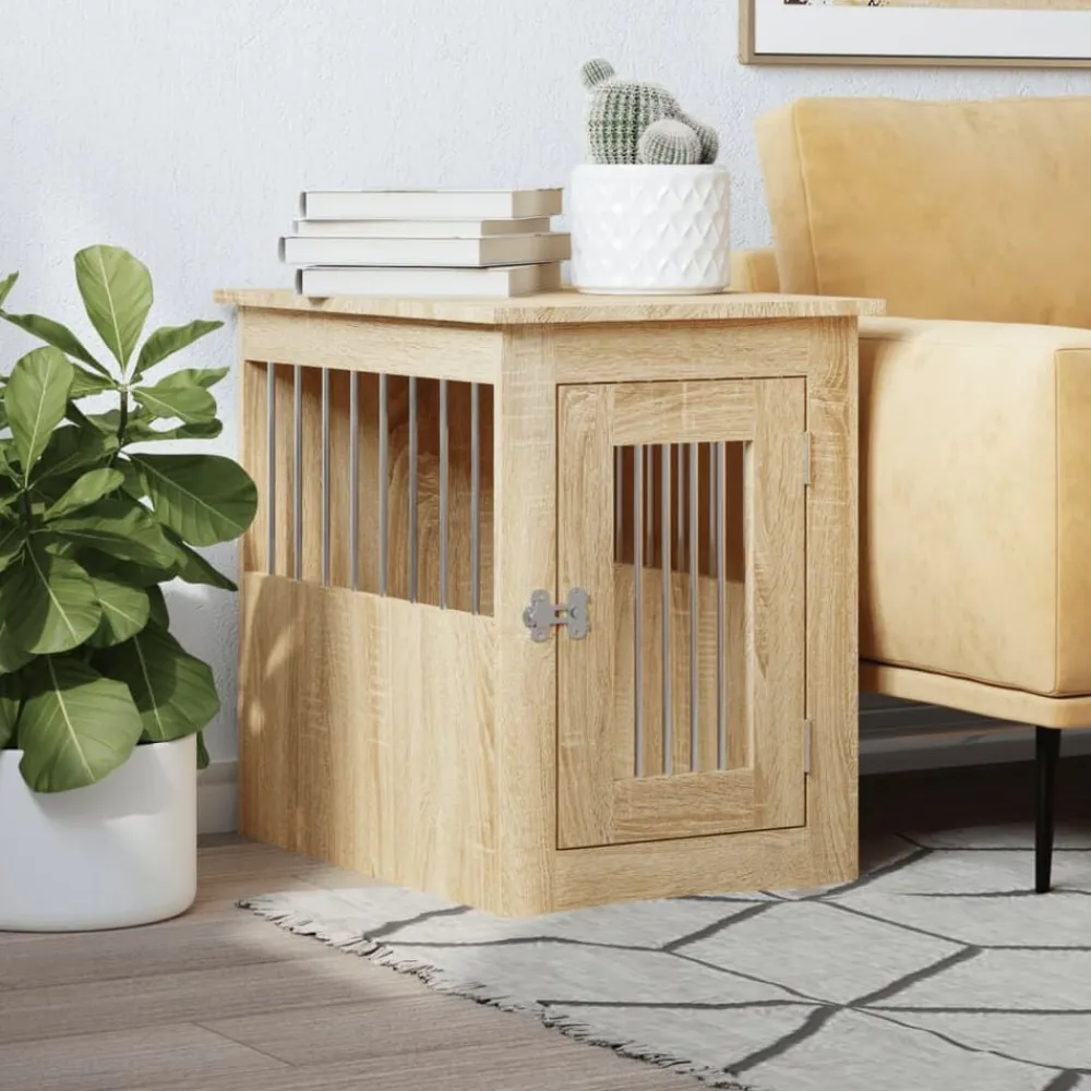 Huisdierbenodigdheden*vidaXL Hondenbench 45x62x59 cm bewerkt hout kleurig Sonoma eiken