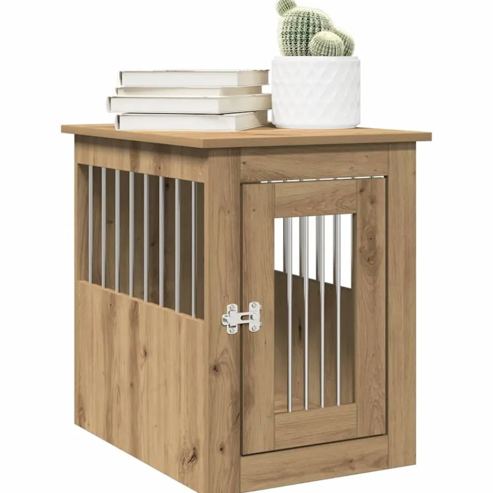 Huisdierbenodigdheden*vidaXL Hondenbench 45x62x59 cm bewerkt hout artisanaal eikenkleurig