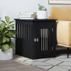 Huisdierbenodigdheden*vidaXL Hondenbench 45x62x59 cm bewerkt hout Zwart