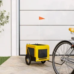Huisdierbenodigdheden*vidaXL Hondenfietstrailer oxford stof en ijzer en zwart Geel