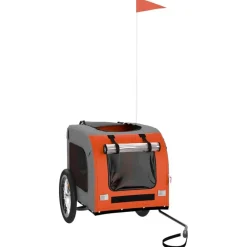 Hondenfietstrailer oxford stof en ijzer en grijs><noscript><img width=