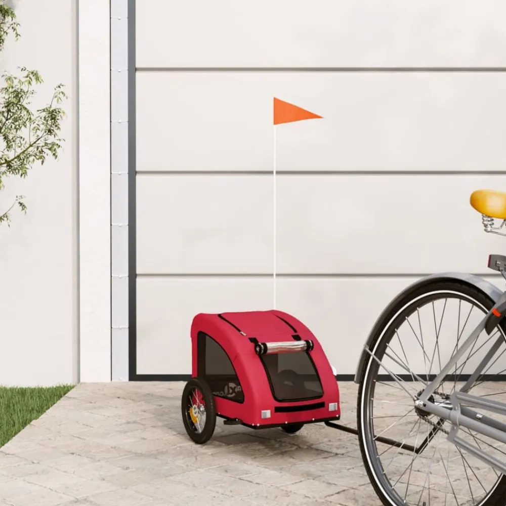 Huisdierbenodigdheden*vidaXL Hondenfietstrailer oxford stof en ijzer Rood