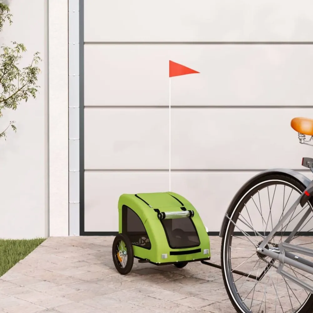 Huisdierbenodigdheden*vidaXL Hondenfietstrailer oxford stof en ijzer Groen