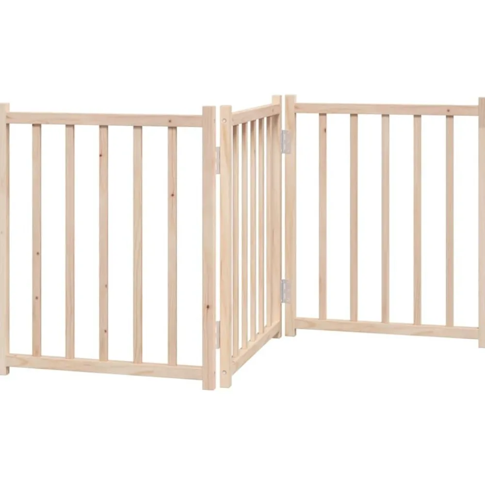 Huisdierbenodigdheden*vidaXL Hondenhek inklapbaar 3 panelen 150 cm massief vurenhout Naturel