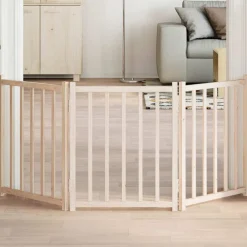 Huisdierbenodigdheden*vidaXL Hondenhek inklapbaar 3 panelen 150 cm massief vurenhout Naturel