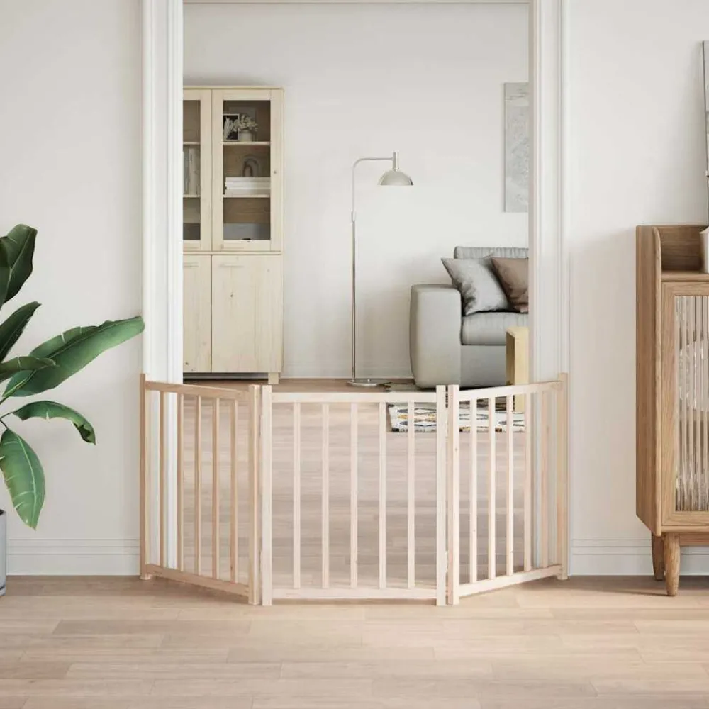 Huisdierbenodigdheden*vidaXL Hondenhek inklapbaar 3 panelen 150 cm massief vurenhout Naturel
