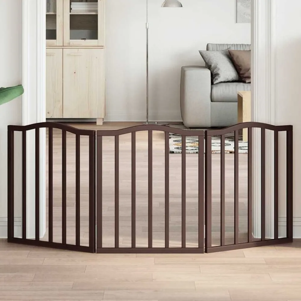 Hondenhek inklapbaar 3 panelen 150 cm populierenhout bruin eik>vidaXL Clearance