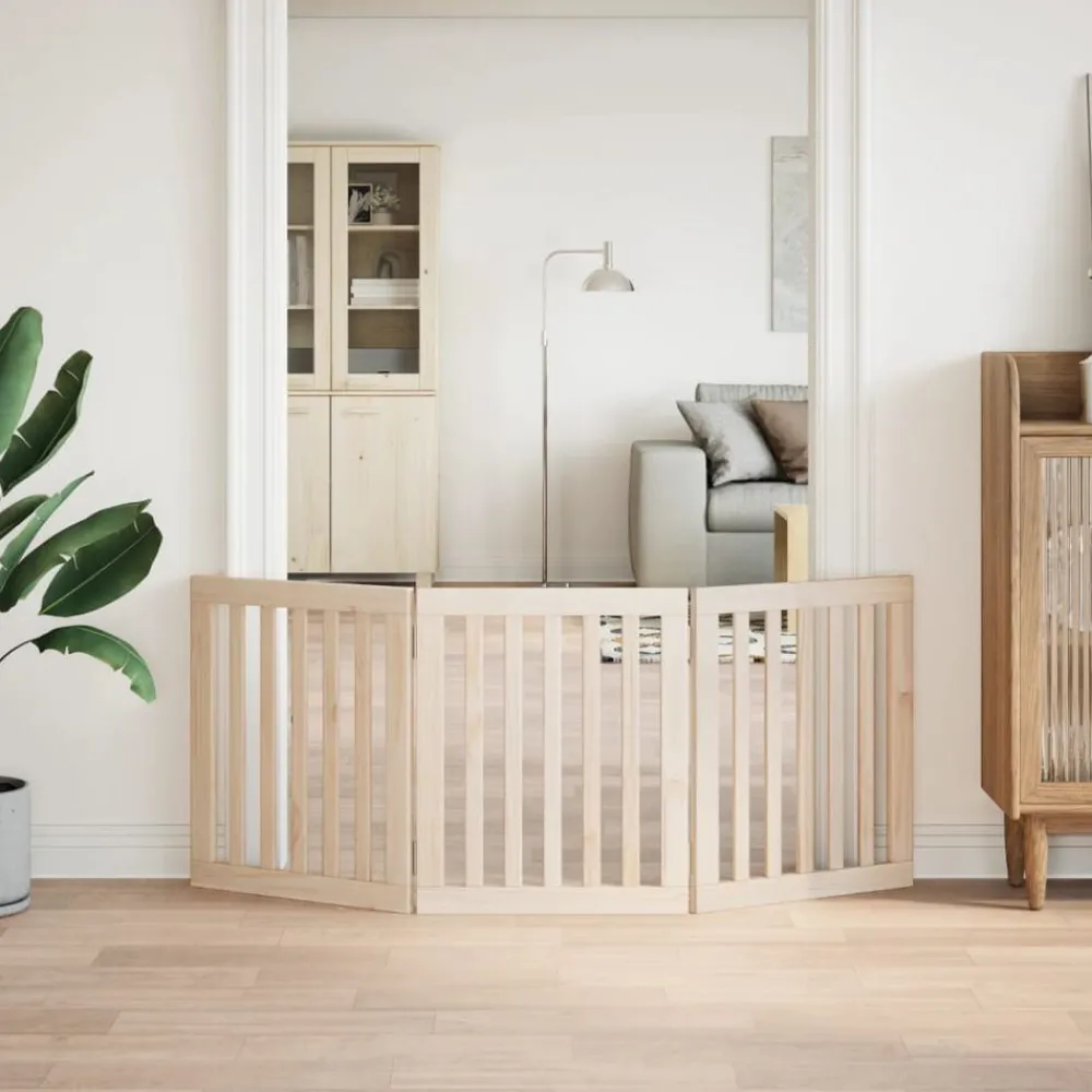 Huisdierbenodigdheden*vidaXL Hondenhek opvouwbaar 3 panelen 150 cm populierenhout Naturel