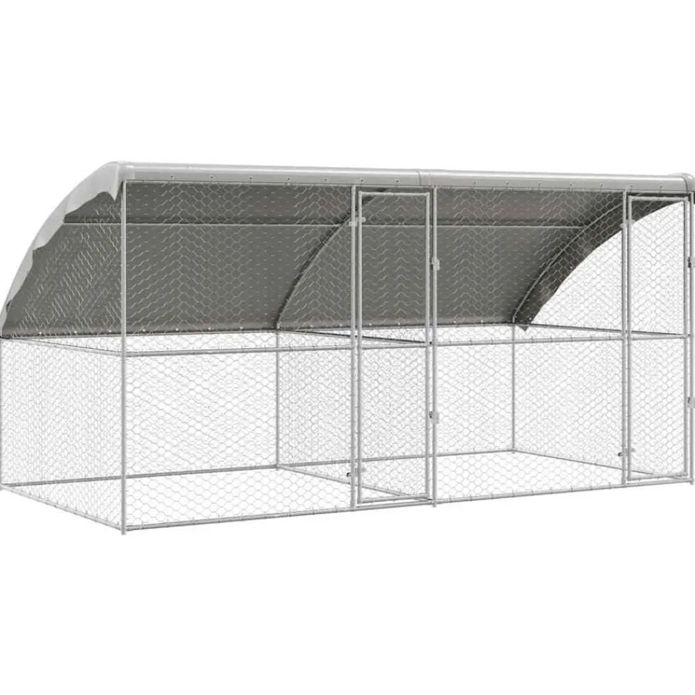 Hondenhok 2 pcs Zilver 4 x 2 x 2 m Gegalvaniseerd staal>vidaXL Outlet