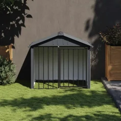 Huisdierbenodigdheden*vidaXL Hondenhok met dak 117x103x102 cm gegalvaniseerd staal zwart