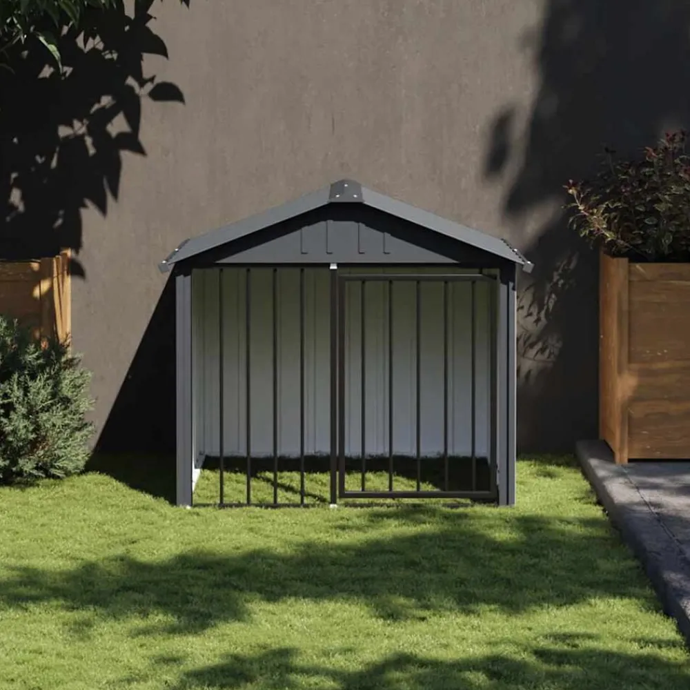 Huisdierbenodigdheden*vidaXL Hondenhok met dak 117x103x102 cm gegalvaniseerd staal zwart