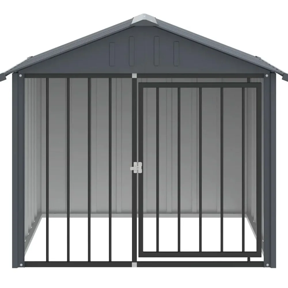 Huisdierbenodigdheden*vidaXL Hondenhok met dak 117x103x102 cm gegalvaniseerd staal zwart
