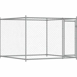 Huisdierbenodigdheden*vidaXL Hondenhok met deur 2x2x1,5 m gegalvaniseerd staal grijs