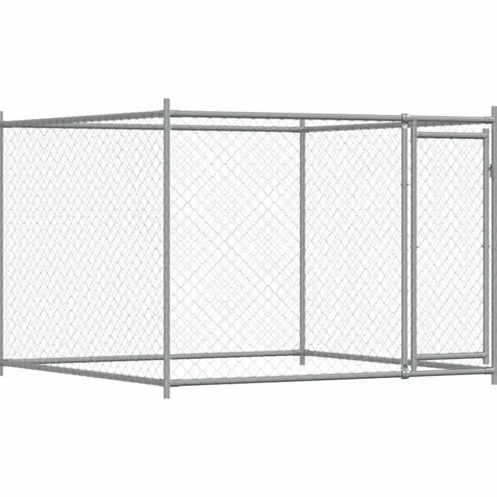 Huisdierbenodigdheden*vidaXL Hondenhok met deur 2x2x1,5 m gegalvaniseerd staal grijs