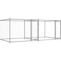 Hondenhok met deuren 4x2x1,5 m gegalvaniseerd staal grijs>vidaXL Online