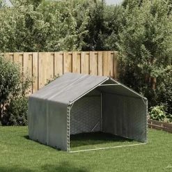 Huisdierbenodigdheden*vidaXL Hondenhok voor buiten met hoes 2x2x1,5 m gegalvaniseerd staal