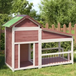 Huisdierbenodigdheden*vidaXL Hondenhok 143x60,5x109 cm massief grenenhout kleurig Mokka