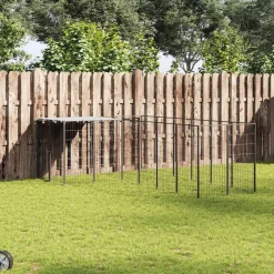 Hondenkennel 4,84 m² staal>vidaXL Sale