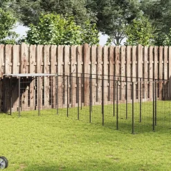 Huisdierbenodigdheden*vidaXL Hondenkennel 6,05 m² staal Zwart