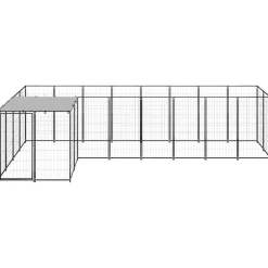 Huisdierbenodigdheden*vidaXL Hondenkennel 6,05 m² staal Zwart