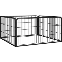 Hondenkennel 4 panelen 100x50 cm gepoedercoat staal zwart>vidaXL Sale