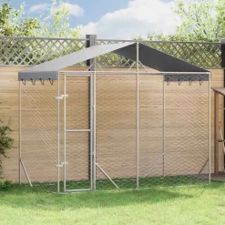 Hondenkennel met dak 3x1,5x2,5 m gegalvaniseerd staal zilver>vidaXL Online