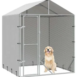 Huisdierbenodigdheden*vidaXL Hondenkennel met dak 2x2x2,5 m gegalvaniseerd staal zilver
