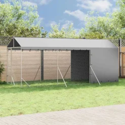 Huisdierbenodigdheden*vidaXL Hondenkennel met dak 2x6x2,5 m gegalvaniseerd staal zilverkleur