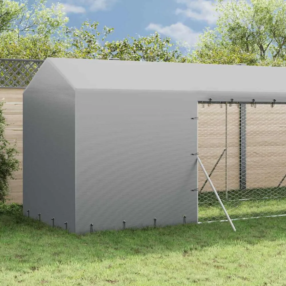 Huisdierbenodigdheden*vidaXL Hondenkennel met dak 2x6x2,5 m gegalvaniseerd staal zilverkleur
