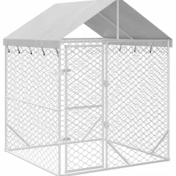 Hondenkennel met dak 2x2x2,5 m gegalvaniseerd staal zilver>vidaXL Online