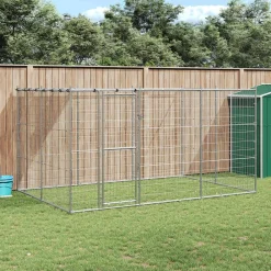 Hondenkennel met dak 7,26 m² gegalvaniseerd staal>vidaXL Outlet